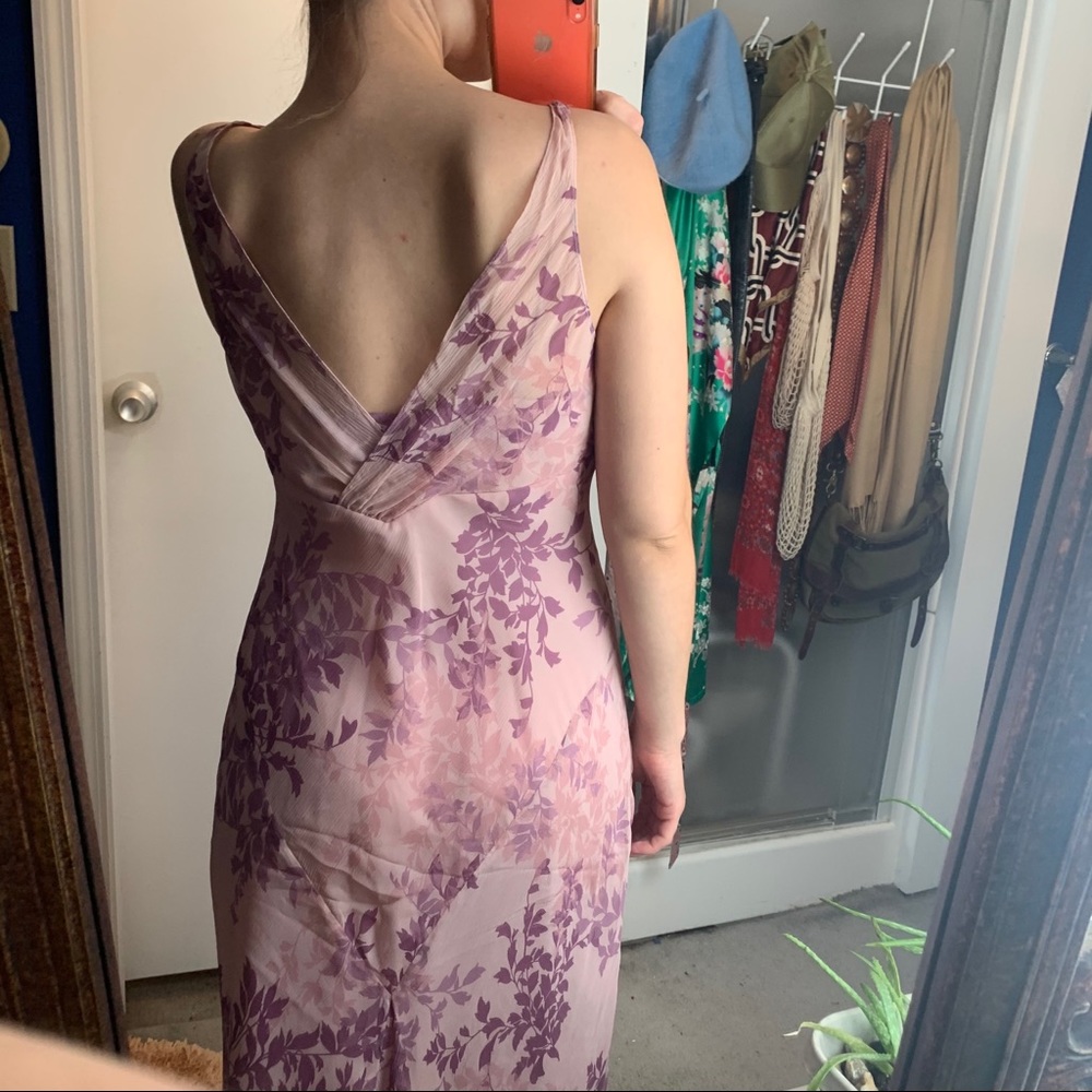 Jones NY silk floral flutter maxi dress pink lilac - Picture 7 of 12